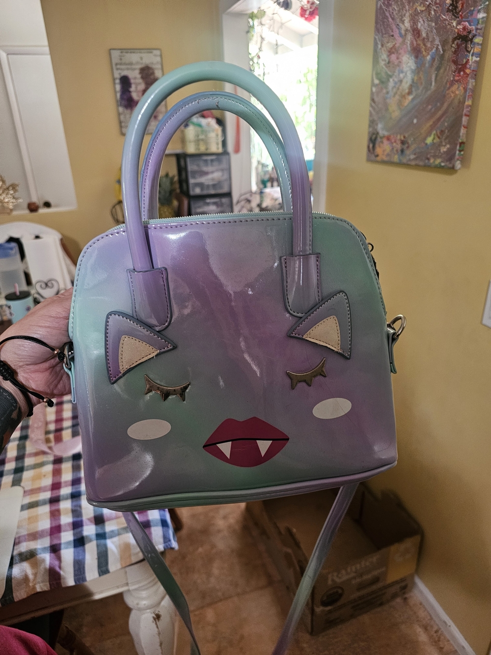 Luv Betsey Johnson Vampire Cat-Face Dome Shoulder Bag Crossbody Spooky